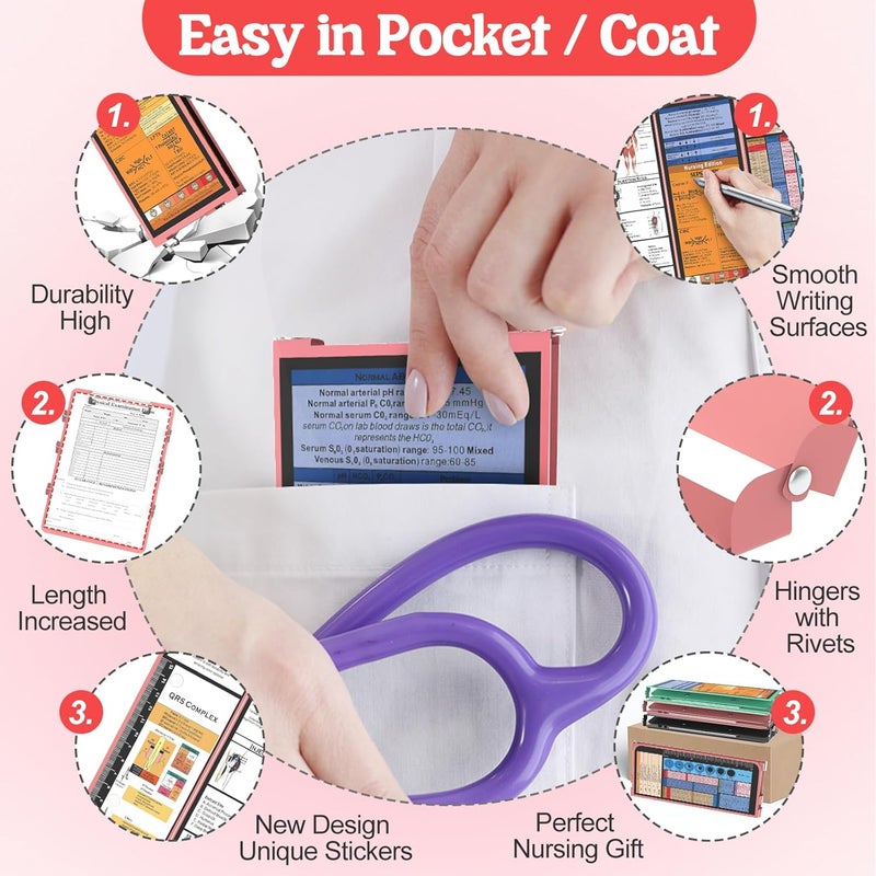 NECEG Nursing Clipboard Foldable Edition Cheat Sheets Aluminum 4 Layers Pocket Size Size Pen Clip Pocketfor Nurses Students School Doctor- Rose Christmas Gifts Idea - Image 3